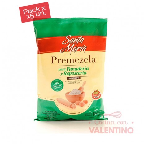 Pre Mezcla Panaderia y Reposteria Verde Santa Maria - 1Kg. - Pack 15 Un.