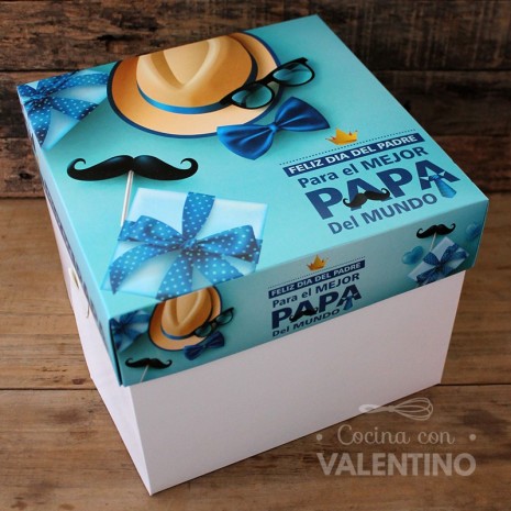 Caja Sorpresa Dia del Padre Color Celeste 25x25x12