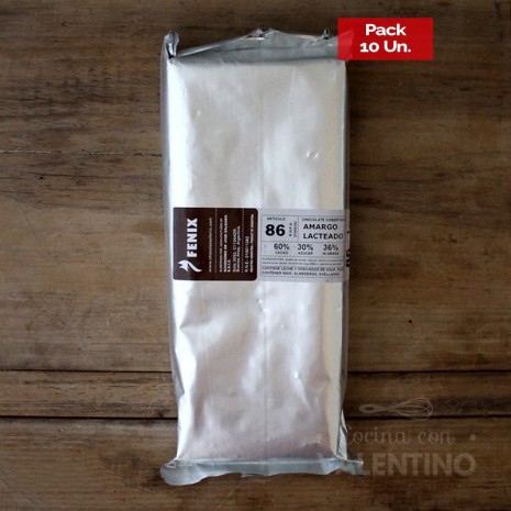 Chocolate Cobertura Amargo Lact. Tableta N°86 60% Cacao Fenix - 1 Kg - Pack 10 Un.