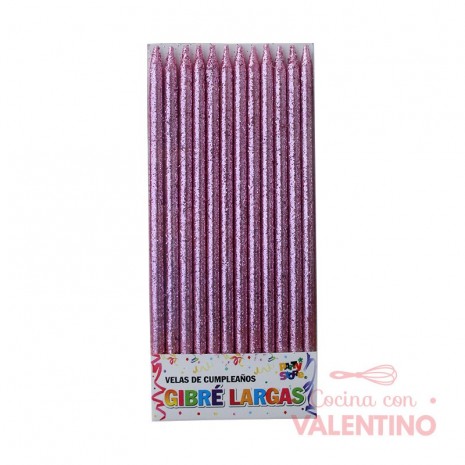 Vela Gibre Party Store Rosa - 12 Un.