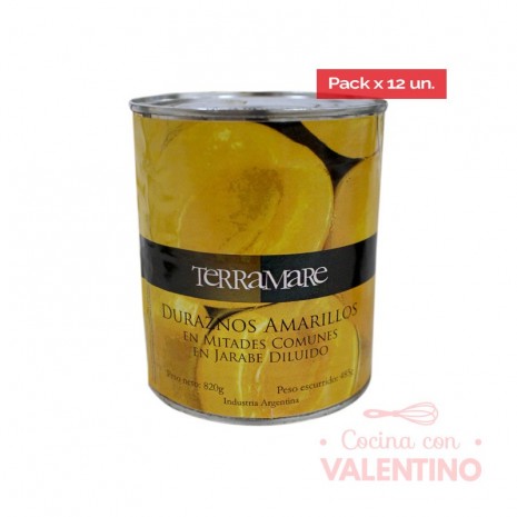 Duraznos en Almibar Terramare - 820Grs - Caja 12 Un.