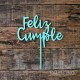 Cake Topper Plaqui Feliz Cumple Metalizado/Colores