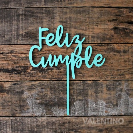 Cake Topper Plaqui Feliz Cumple Metalizado/Colores