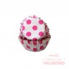 Pirotines N°8 Blanco con Lunar Fucsia - 25u. Convida