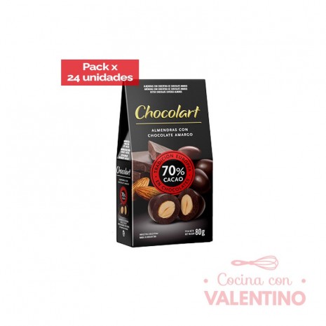 Almendra con Cobertura Amarga 70% Cacao - 80gr - Pack 24 Un.