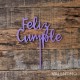 Cake Topper Plaqui Feliz Cumple Metalizado/Colores