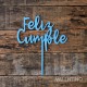 Cake Topper Plaqui Feliz Cumple Metalizado/Colores