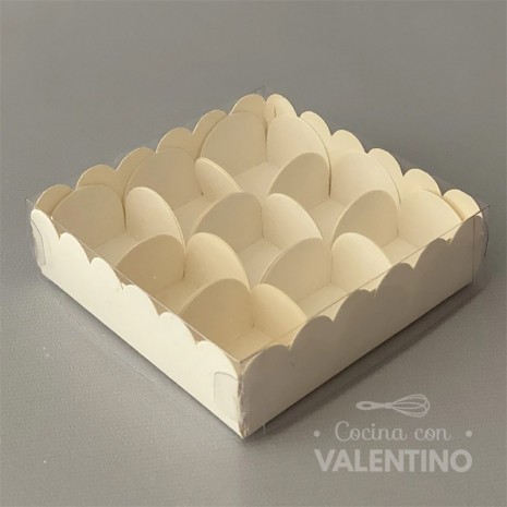 Caja + 9 Petalos Para Trufas Blancos 10x10x3