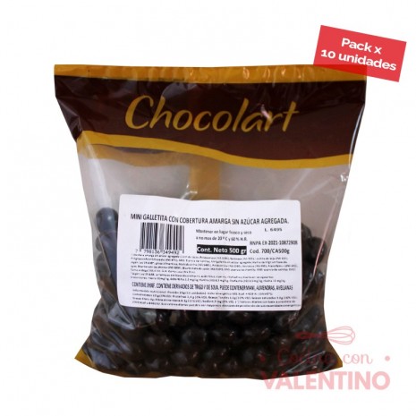 Mini Galletitas con Cobertura Amarga 70% Cacao - 500gr - Pack 10 Un.