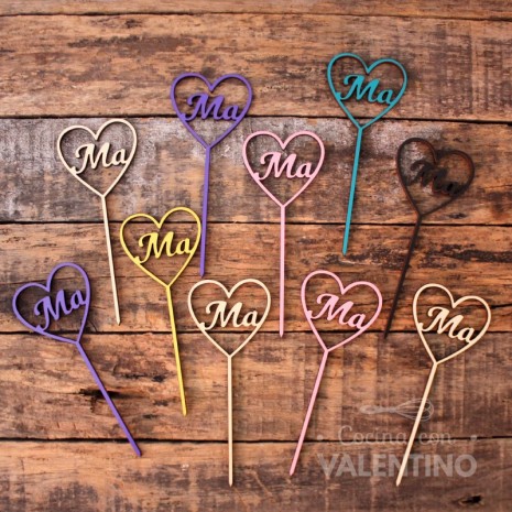 Cake Topper Plaqui Mini Ma Corazon - Pack 8 un