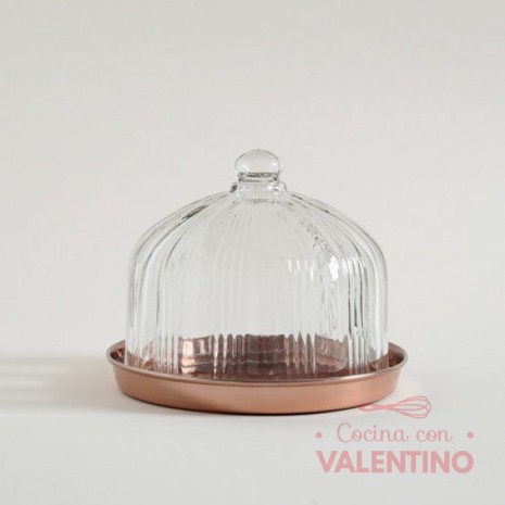 Campana de Vidrio Plato Cobre 20x17