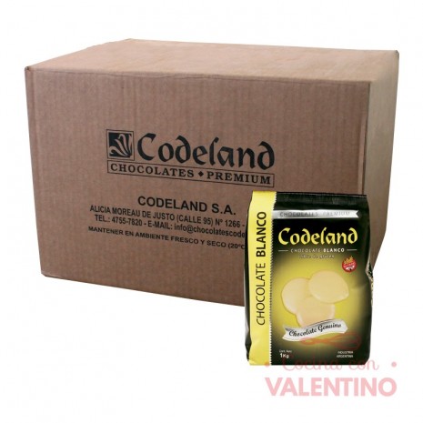 Chocolate Cobertura Codeland Top Crem Blanco - 1 Kg - Pack 8 Un.