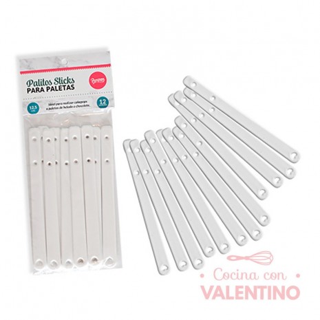 Palitos Sticks para Paletas Blanco 12un 12.5cm PSP