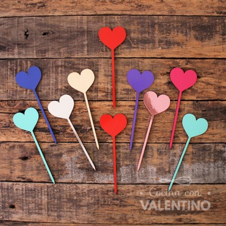 Cake Topper Mini Corazon - Pack 8 un