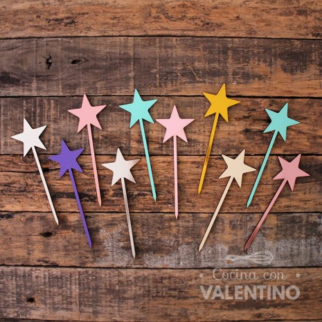 Cake Topper Plaqui Mini Estrella - Pack 8 un
