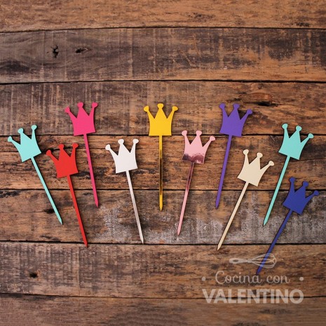 Cake Topper Plaqui Mini Corona - Pack 8 un