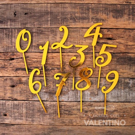 Cake Topper Plaqui Mini Numeros 0 al 9 - Pack 10 un