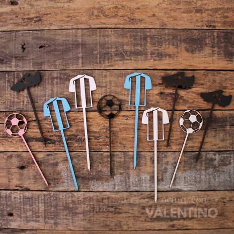 Cake Topper Plaqui Mini Futbol Surtido - Pack 8 un