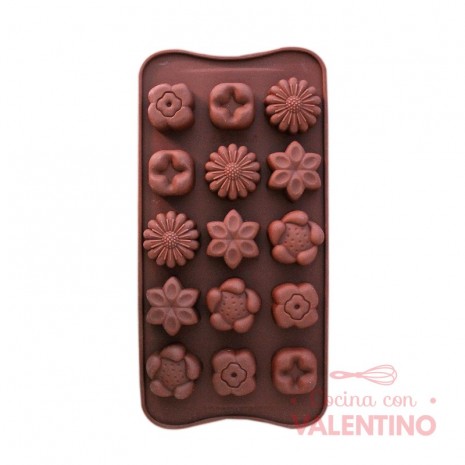 Molde Silicona Bombon Flores Varias x15