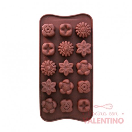 Molde Silicona Bombon Flores Varias x15 - Valentino - Mercado pastelero