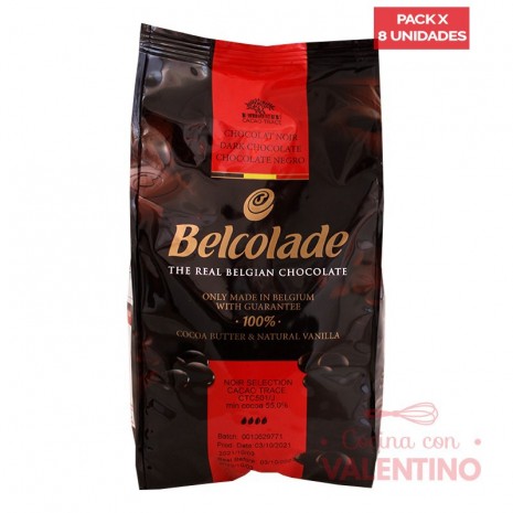 Chocolate Cobertura Belcolade Semiamargo Puratos - 1 kg - Pack 8 Un.