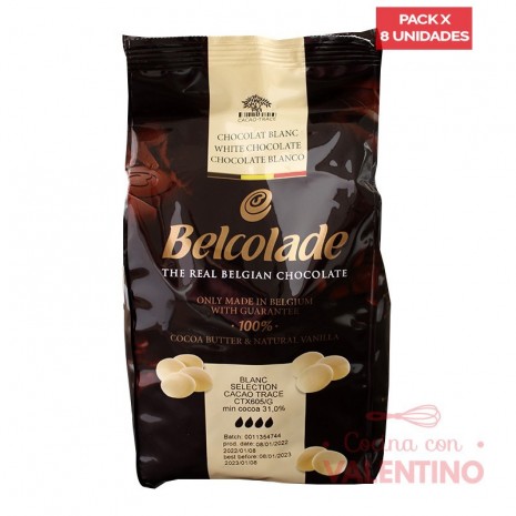 Chocolate Cobertura Belcolade Blanco Puratos - 1 Kg - Pack 8 Un.