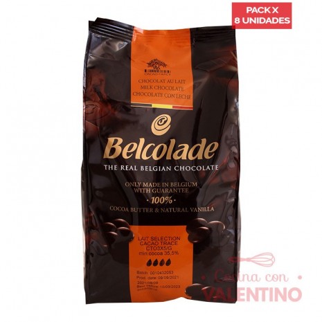 Chocolate Cobertura Belcolade Leche - 1 Kg - Pack 8 Un