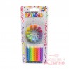 Vela Rayada Party Store Multicolor Con Bases - 24 Un