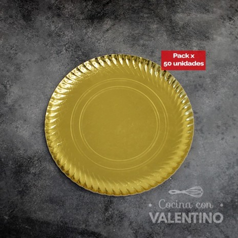 Plato Bandeja Carton Dorado - 25 Cm - 50 Un