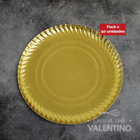 Plato Bandeja Carton Dorado - 31 Cm - 50 Un