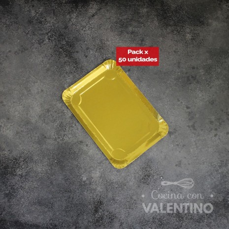 Plato Bandeja Carton Dorado - 10x16 - 50 Un
