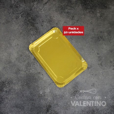 Plato Bandeja Carton Dorado - 12x19 - 50 Un