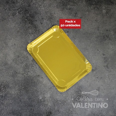 Plato Bandeja Carton Dorado - 14x21 - 50 Un