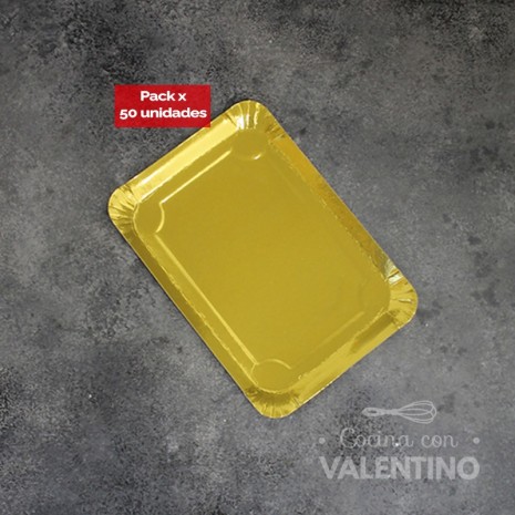 Plato Bandeja Carton Dorado - 18x24 - 50 Un
