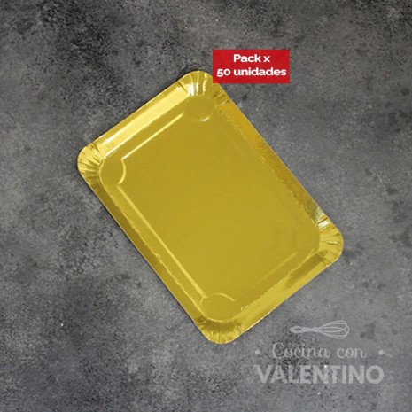 Plato Bandeja Carton Dorado 20x27 - 50 Un