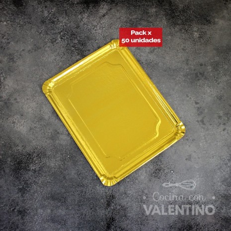Plato Bandeja Carton Dorado - 22x28 - 50 Un