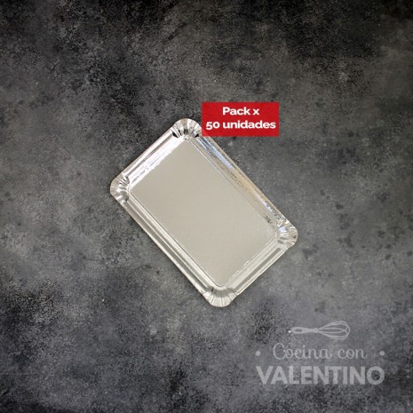 Plato Bandeja Carton Plateado 10x16 - 50 Un