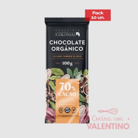 Chocolate Organico Colonial 70% - 100 Gr - Pack 10 Un.