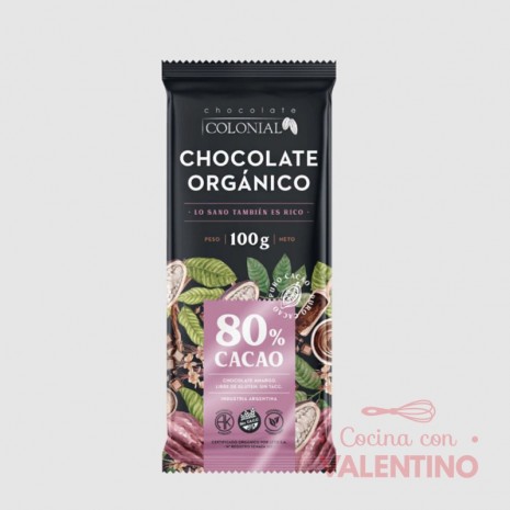 Chocolate Organico Colonial 80% - 100 Grs.