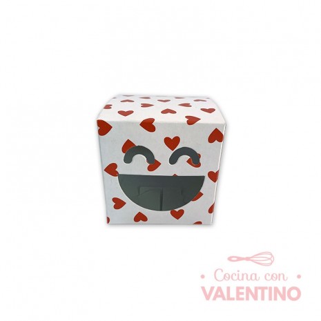 Estuche Carita Sonriente Blanco con Corazoncito 8x8x8