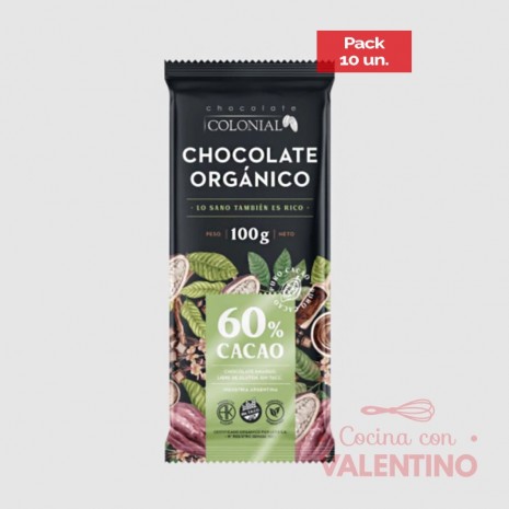 Chocolate Organico Colonial 60% - 100 Grs. - Pack 10 Un.