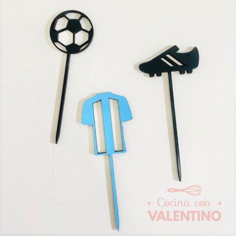Cake Topper Plaqui Mini Equipos de Futbol - Pack 8 un