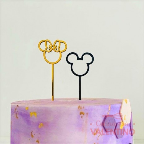 Cake Topper Plaqui Mini Mickey y Minnie - Pack 8 un