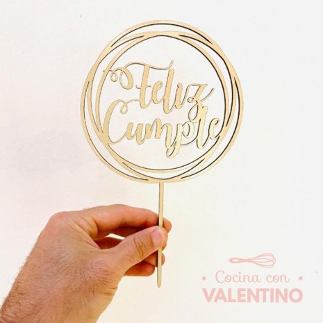 Cake Topper Plaqui Feliz Cumple Circulos