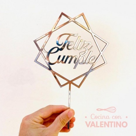 Cake Topper Plaqui Feliz Cumple Rombos
