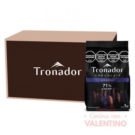 Chocolate Cobertura Amargo 71% Tronador 1 Kg. - Caja 6 Un.