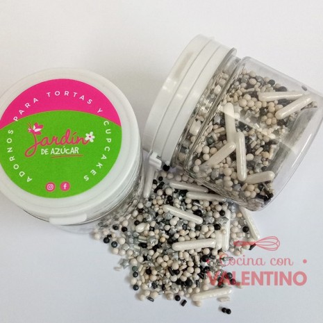 Sprinkles Multiformas Blanco y Negro - 75 Grs