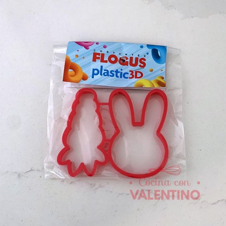 Cortante Plastico Set Conejo y Zanahoria Flogus