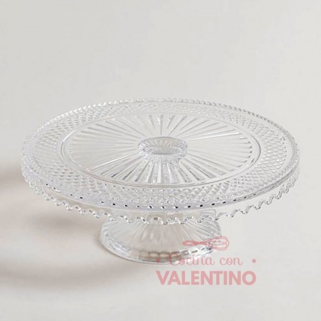 Plato Posa Torta ALTO Vidrio Labrado 28x11