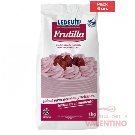 Mousse Ledevit Frutilla - 1 Kg - Pack 6 Un